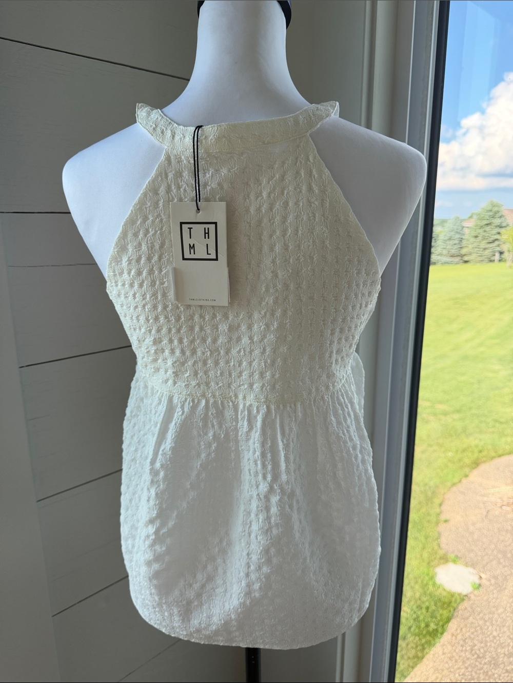 THML White Halter Camisole with Bright Multicolor Crochet Yoke - Picture 2 of 4